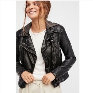 Free People Vegan Leather Moto Jacket with Hood 6